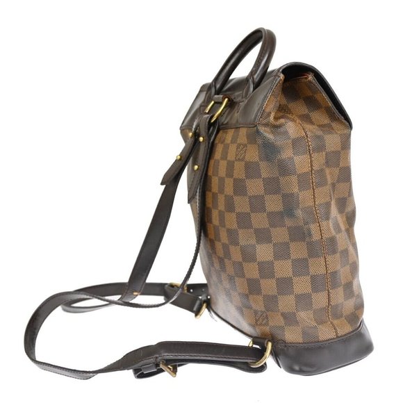 LOUIS VUITTON Logo Soho Backpack Bag Damier Ebene Leather Brown - Picture 14 of 16